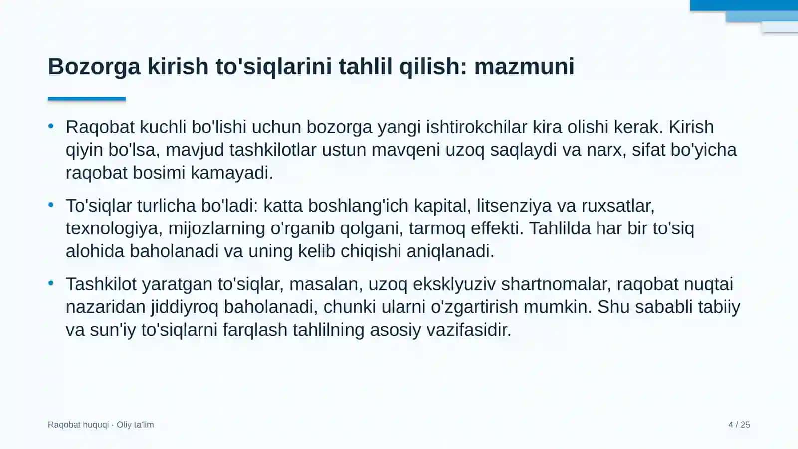 Yog'-moy sanoatida bozorga kirish to'siqlarini tahlil qilish 4