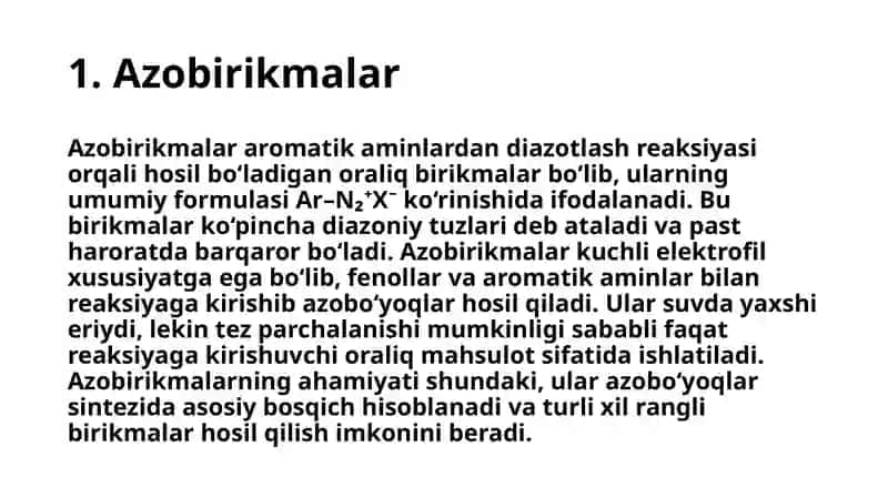 Azobirikmalar va Azobo‘yoqlar 4