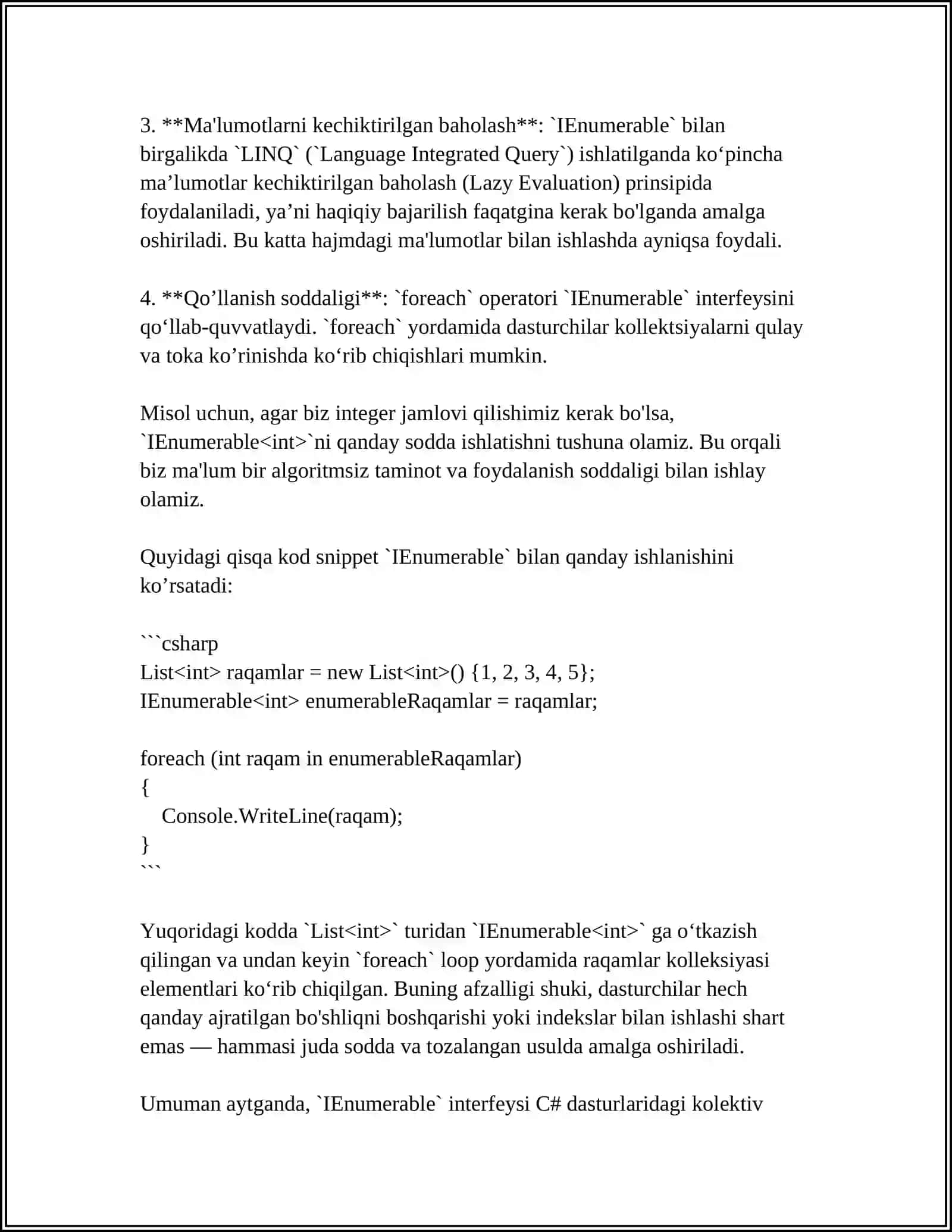 IENUMERABLE VA IENUMERATOR INTERFEYSLARI 4