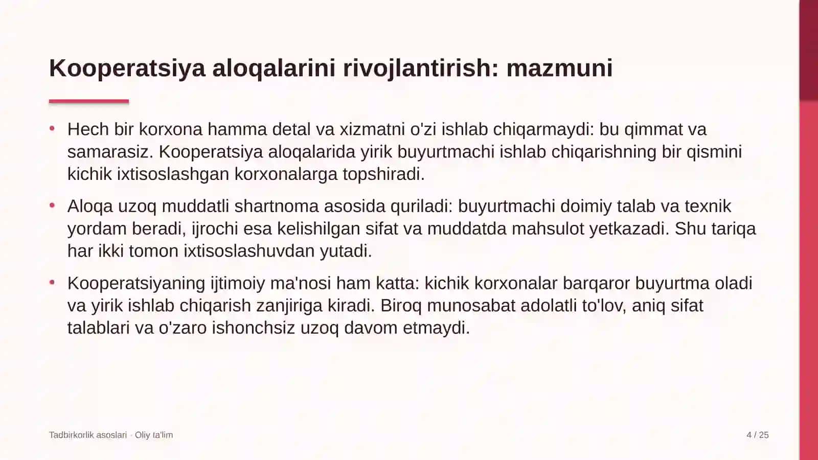 Buyum bozorlarida kooperatsiya aloqalarini rivojlantirish 4