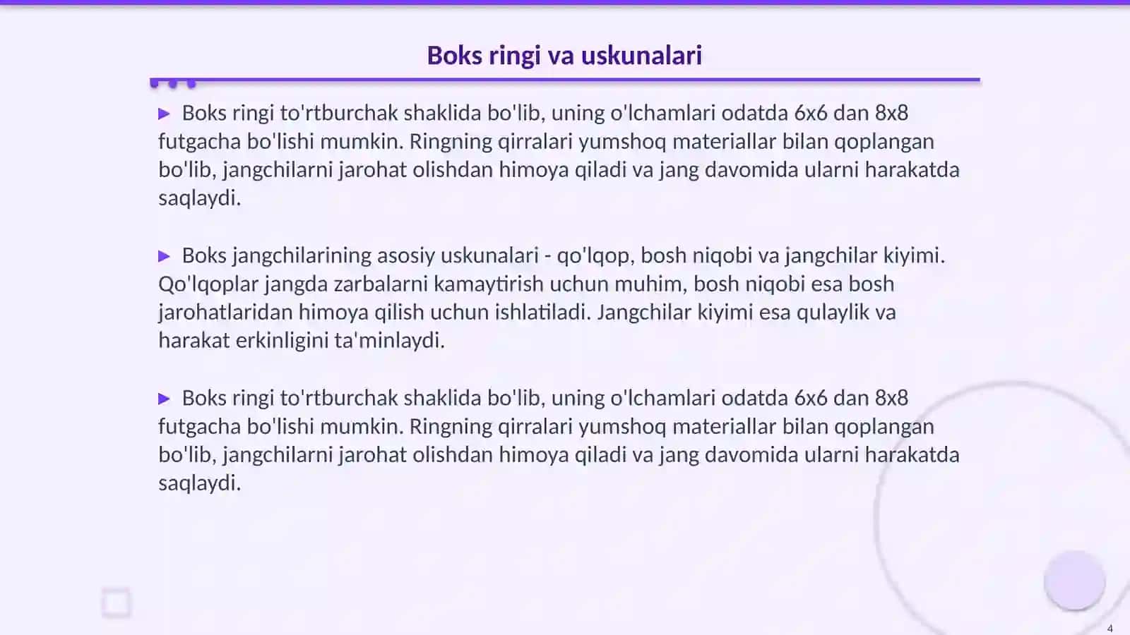 Boksining asosiy tushunchalari va atamalari 4