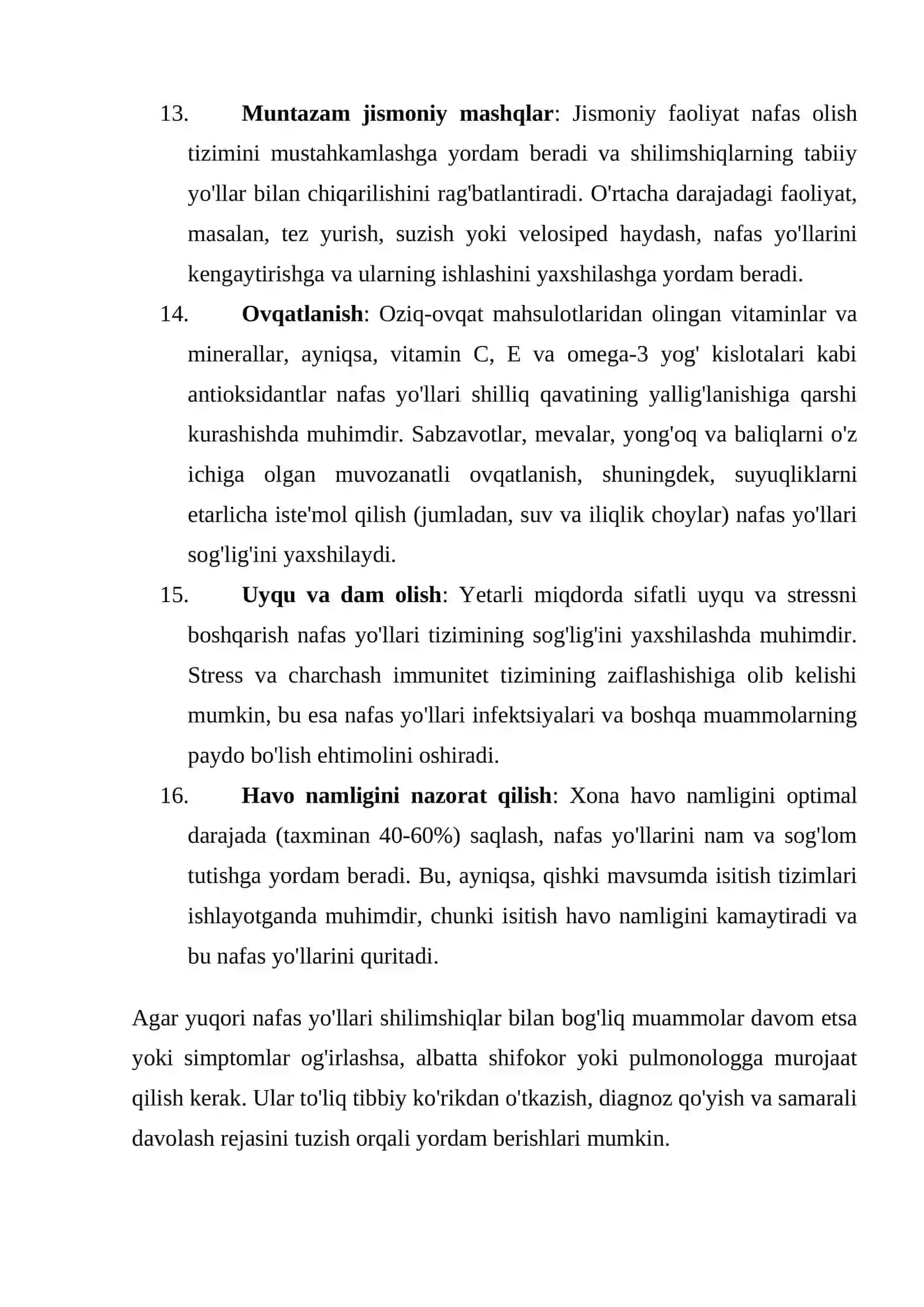 Yuqori Nafas Yo`llari Shilimshiqlaridan Tozalash 4