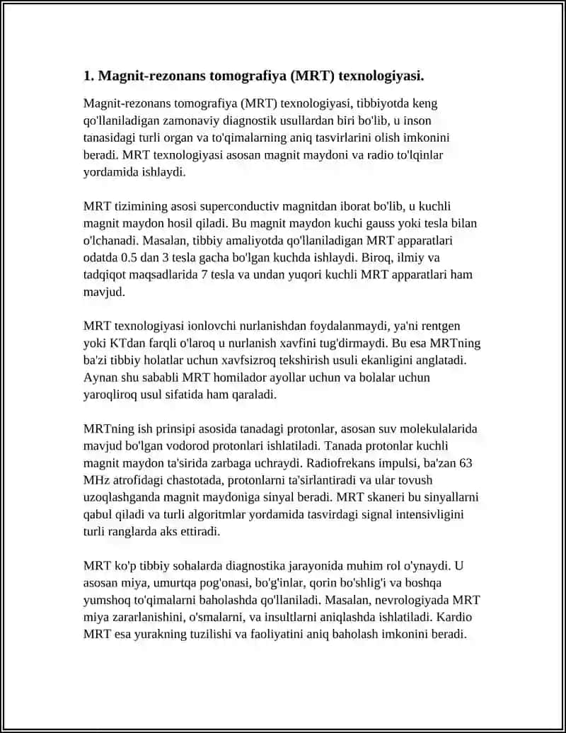Magnit-rezonans tomografiya (MRT) va Kompyuter tomografiyasi (KT) biofizik usullari 4