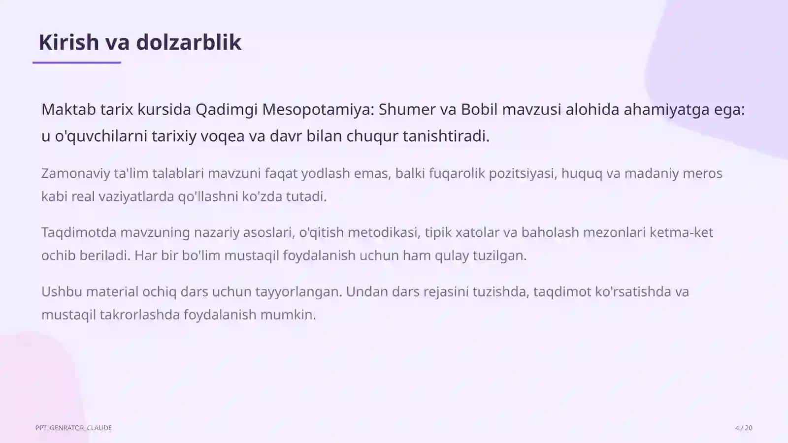 Qadimgi Mesopotamiya: Shumer va Bobil (6-sinf) 4