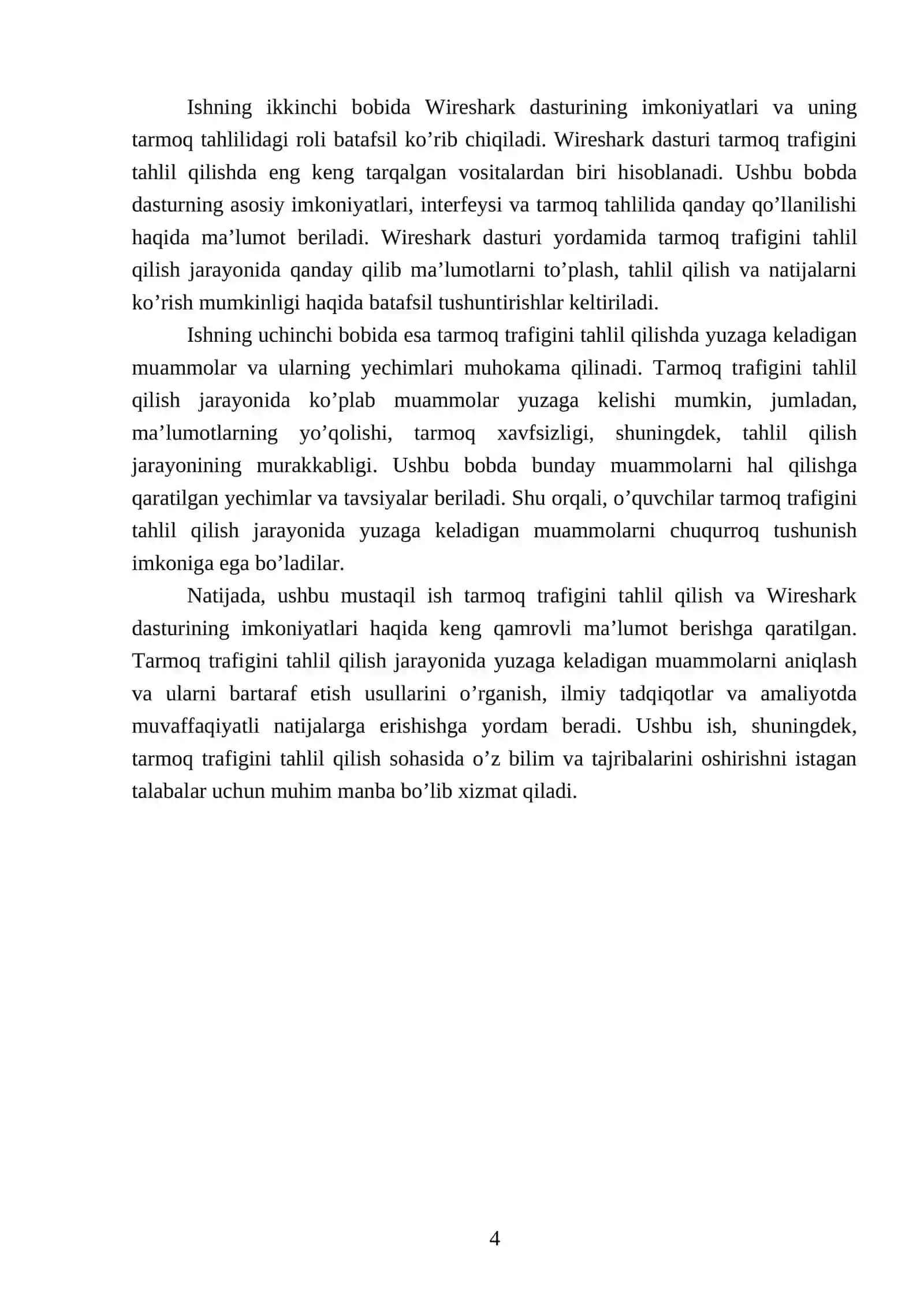 Tarmoq trafigini tahlil qilish va Wireshark 4