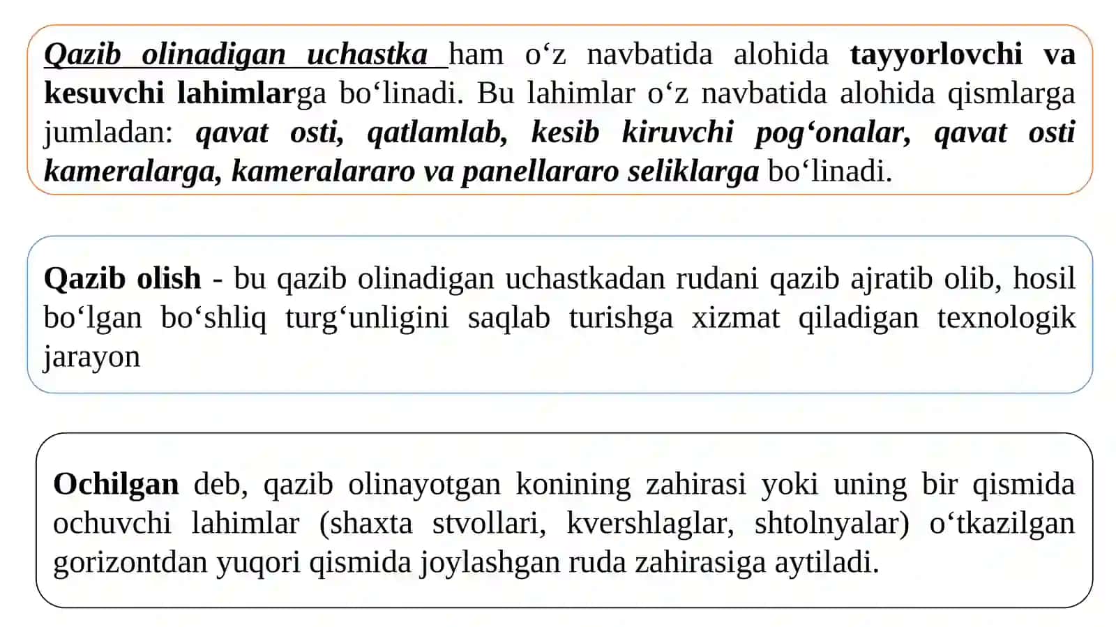 Qazib olish bosqichlari 4