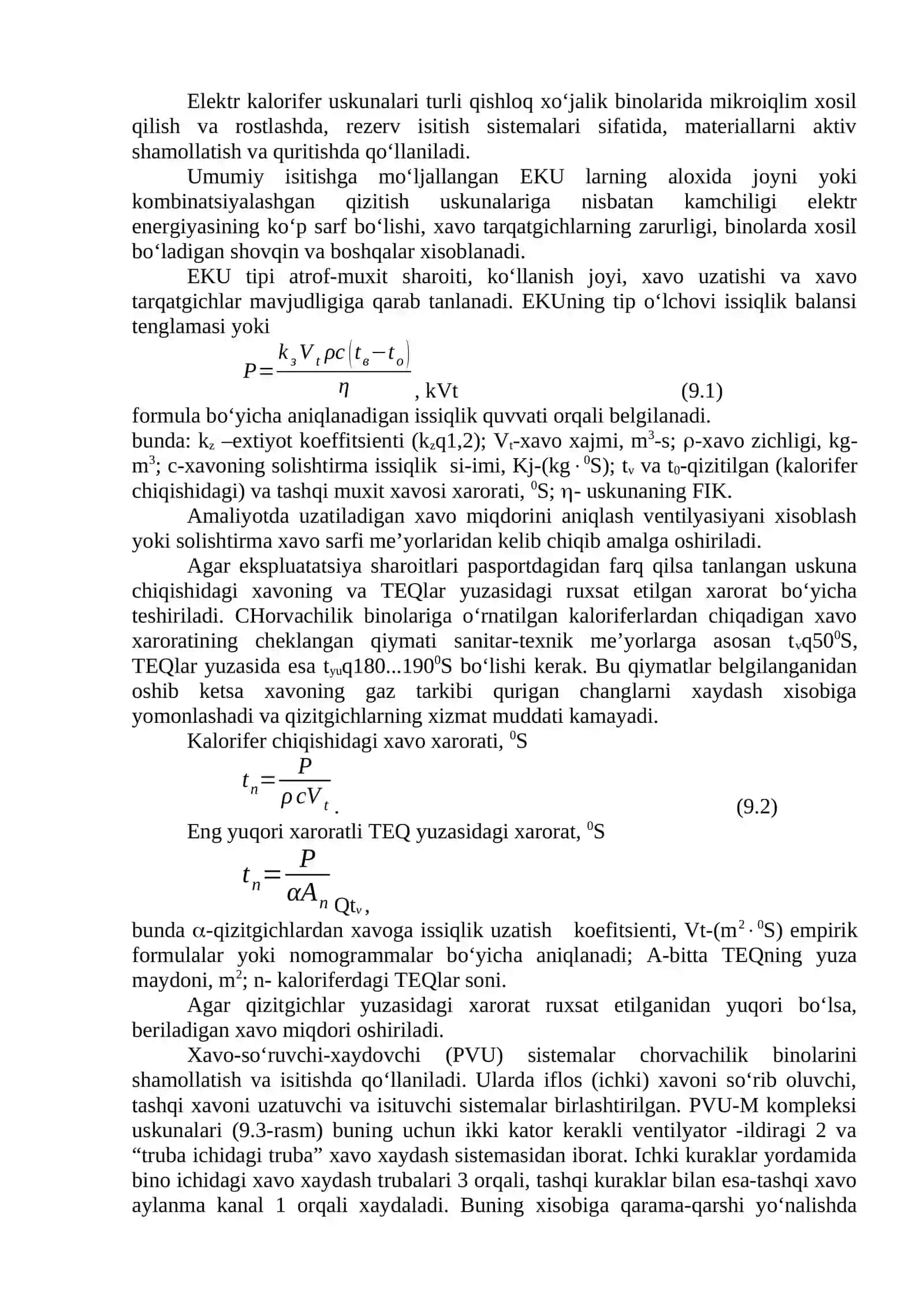 MIKROIQLIM HOSIL QILISH VA ROSTLASH ELEKTROTERMIK USKUNALAR. QISHLOQ VA SUV XO‘JALIGI MAXSULOTLARINI QURITISH VA ISSIQLIK ISHLOV BERUVCHI ELEKTROTERMIK USKUNALAR 4