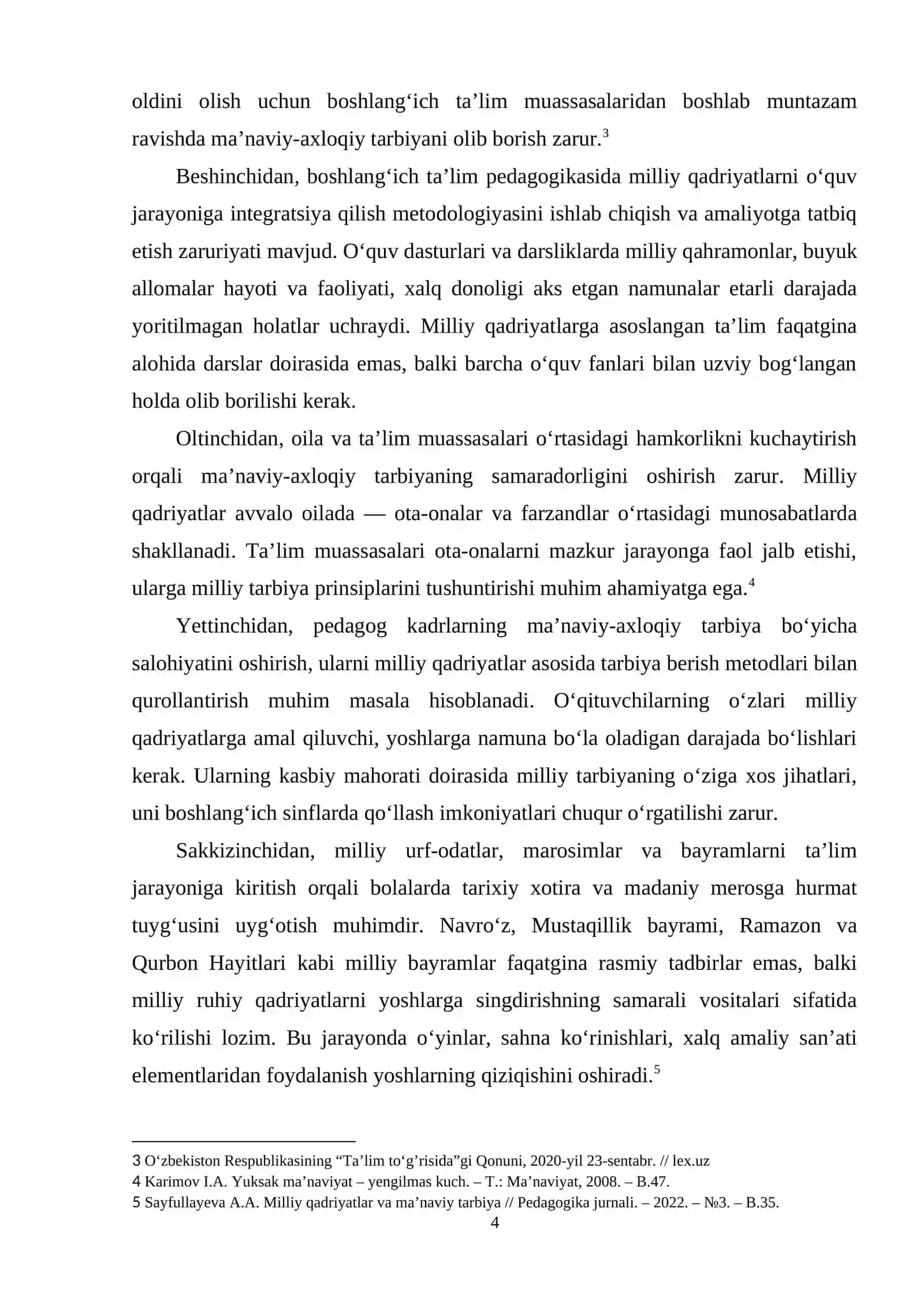 Ma’naviy axloqiy tarbiyani amalga oshirishda milliy qadriyatlarning o‘rni” 4