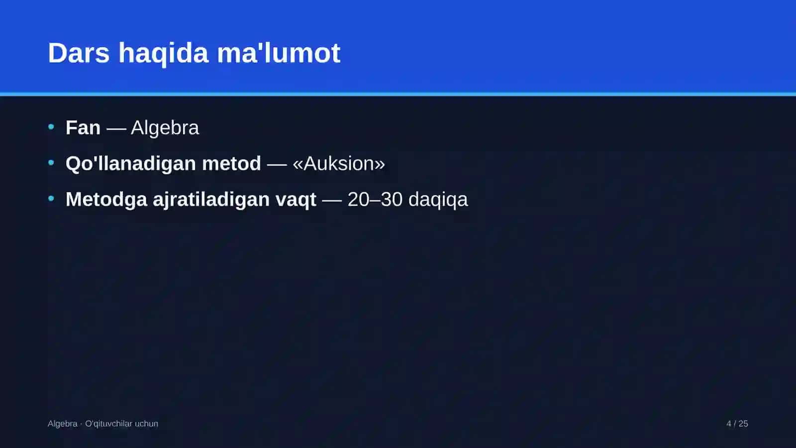 algebra darslarida auksion metodidan foydalanish 6450 4