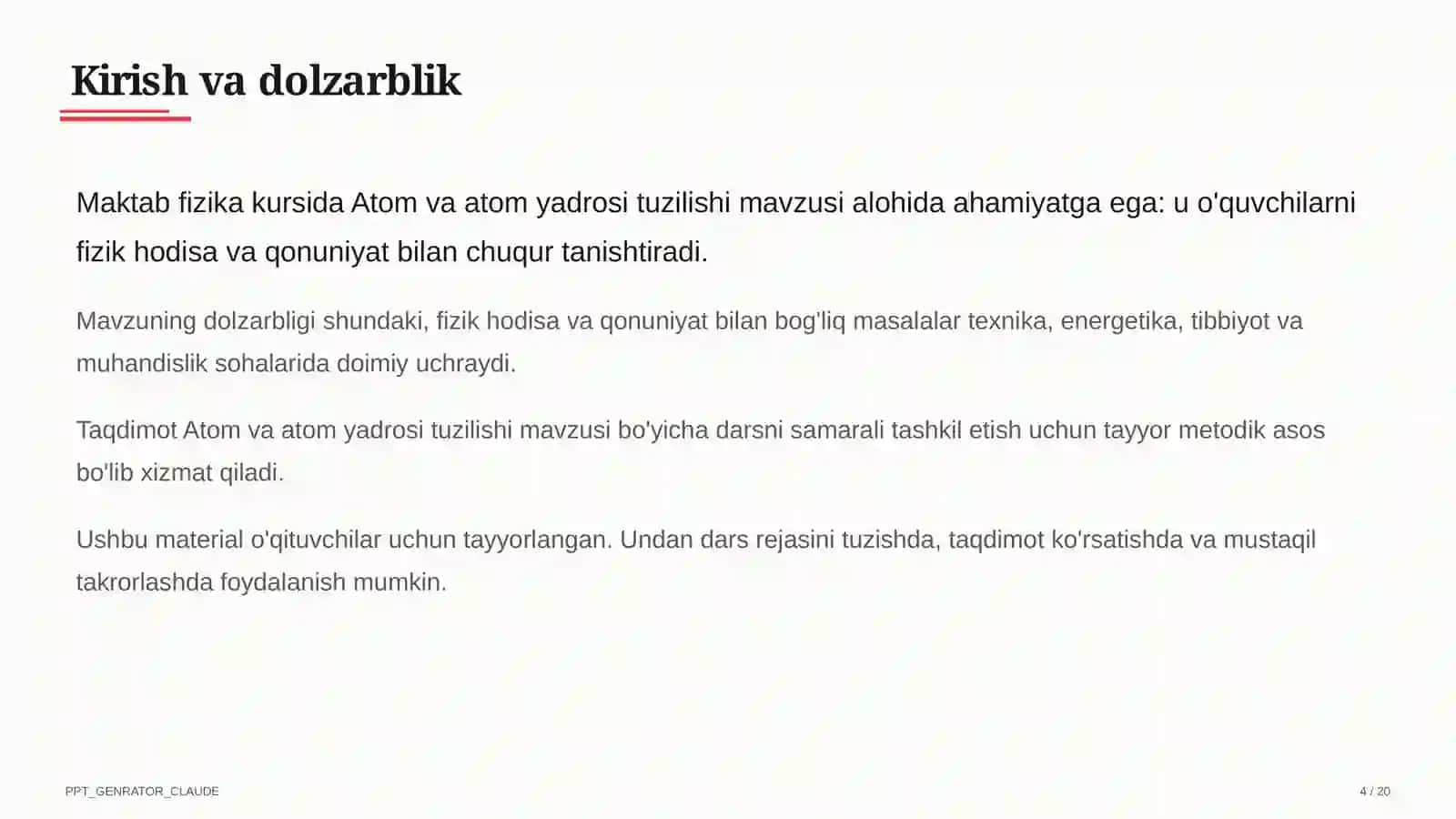 Atom va atom yadrosi tuzilishi (11-sinf) 4