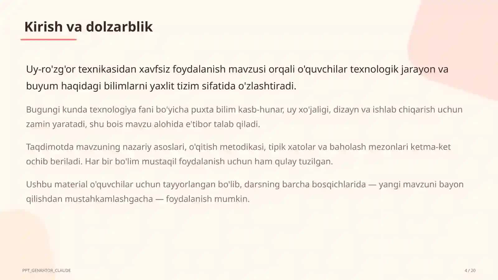 Uy-ro'zg'or texnikasidan xavfsiz foydalanish (7-sinf) 4