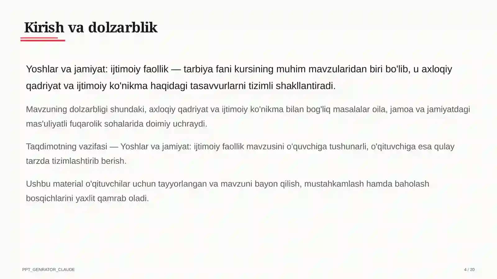 Yoshlar va jamiyat: ijtimoiy faollik (10-sinf) 4