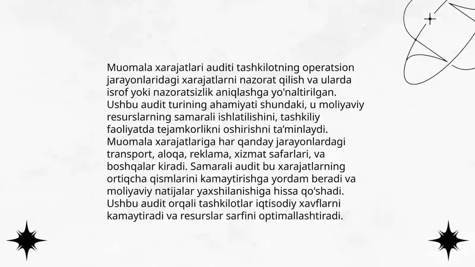 Ulgurji va chakana savdo tashkilotlarida muomala xarajatlarini audit qilish 4