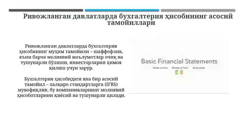 Ривожланган Давлатларда бухгалтерия хисобининг ташкилий тамойиллари ва вазифалари, унга таъсир этувчи омиллар 4