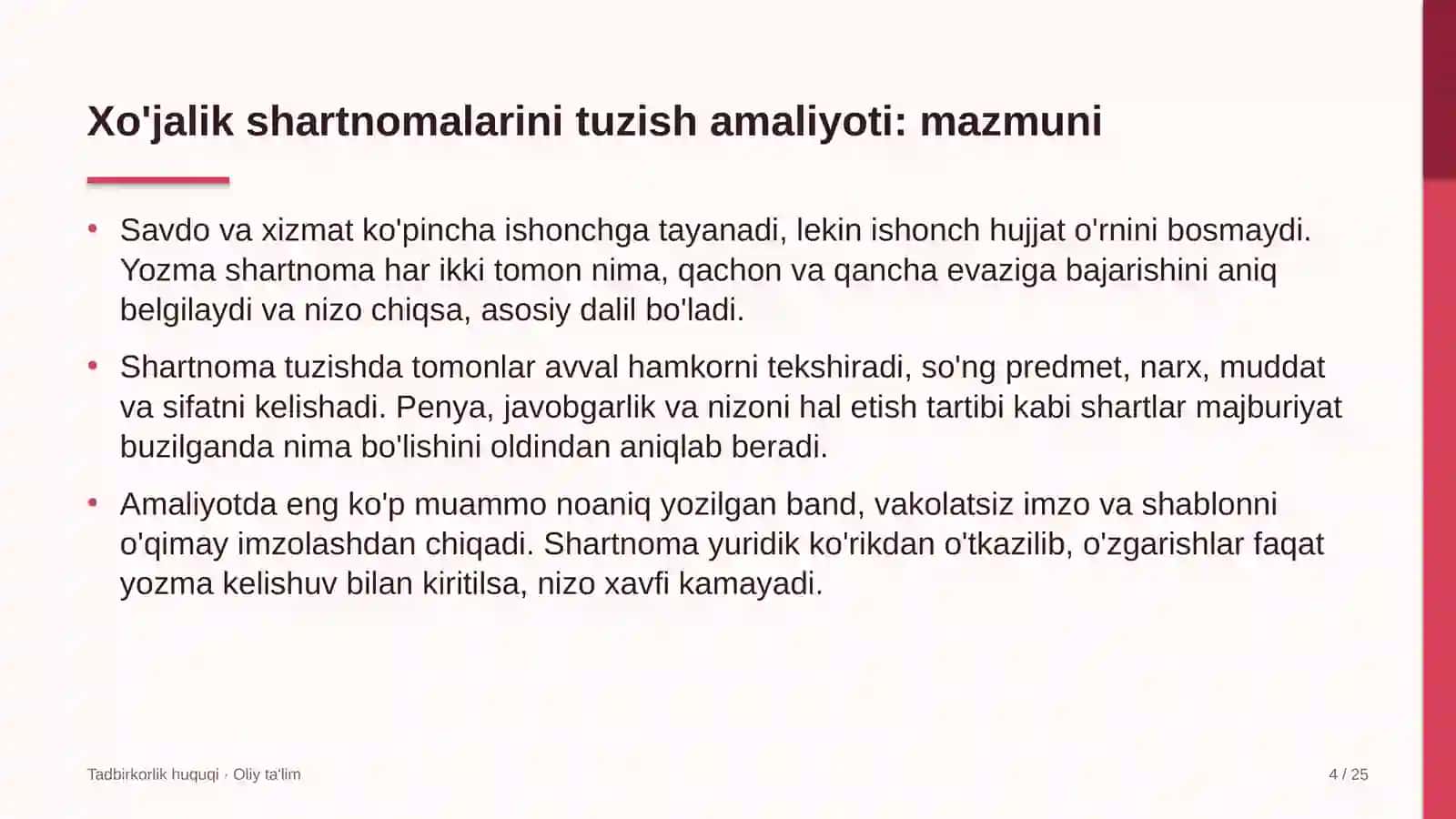 mikroelektronika sohasida xo'jalik shartnomalarini tuzish amaliyoti 8025 4