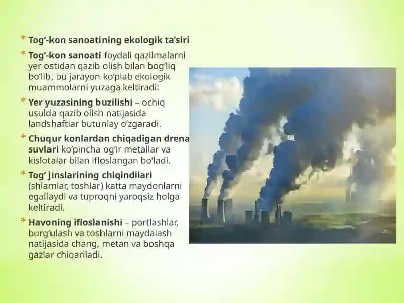 Tog’-kon, kimyo, metallurgiya sanoati va atrof-muhit muhofazasi 4