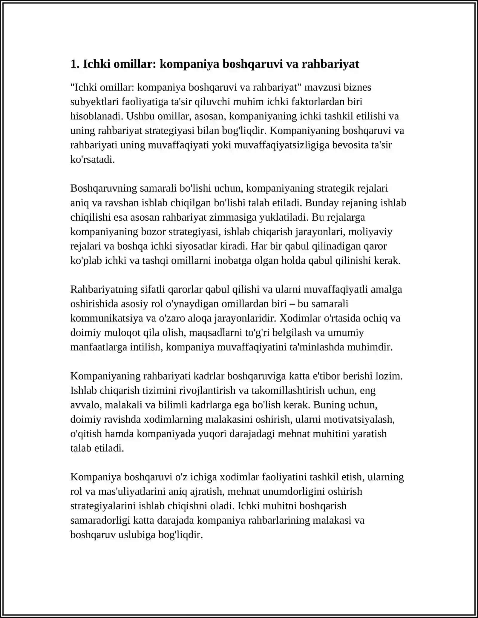 BIZNES SUBʼEKTIGA TAʼSIR QILUVCHI ICHKI VA TASHQI OMILLAR 4