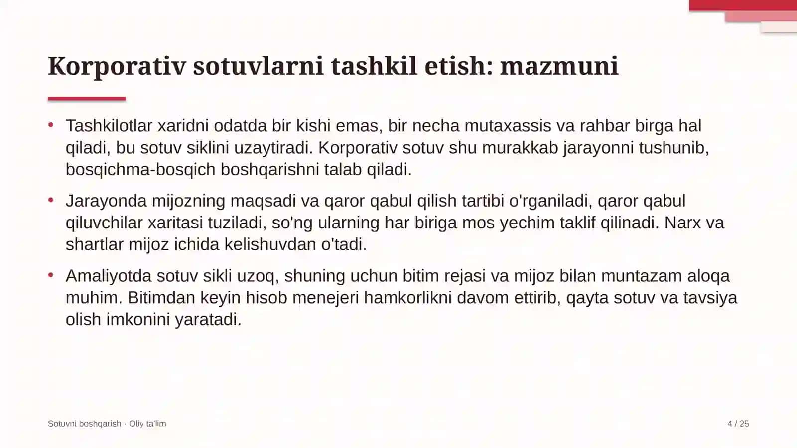 burg'ulash korxonalarida korporativ sotuvlarni tashkil etish 8516 4
