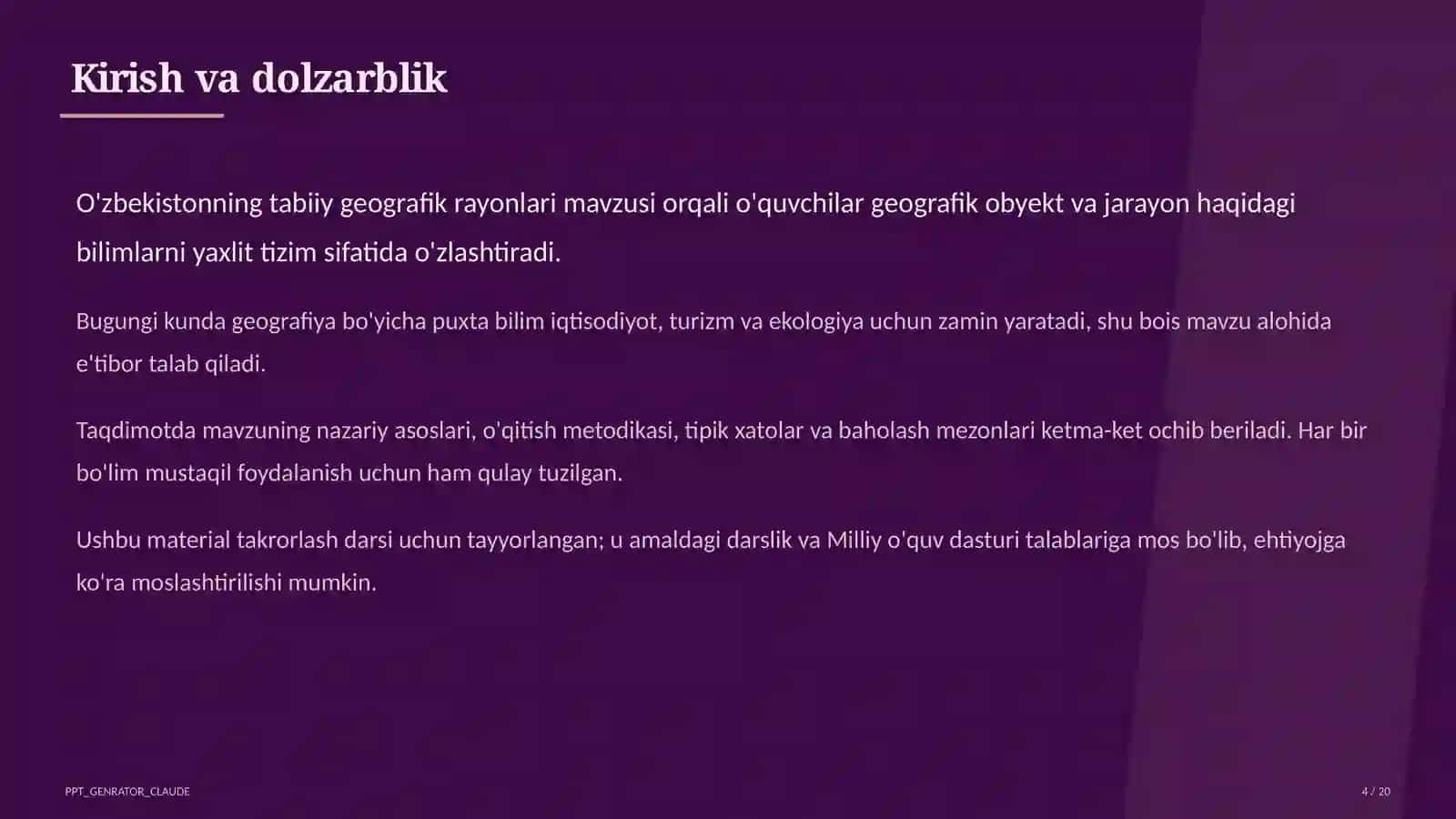 O'zbekistonning tabiiy geografik rayonlari (8-sinf) 4