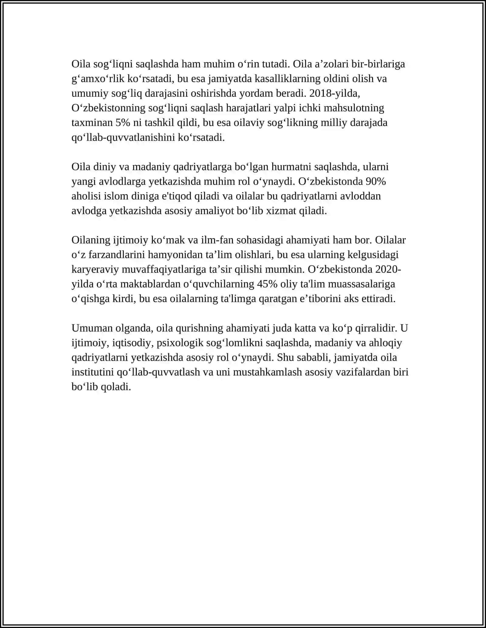 A.FITRATNING "OILA ASARI"DAGI OILA QURISH TARTIBLARI VA FARZAND TARBIYASIGA OID ĞOYALAR MAVZUSIDA 4