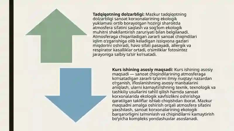 SANOAT CHIQINDILARINING ATMOSFERAGA TA'SIRINI KAMAYTRISH USULLARI 4