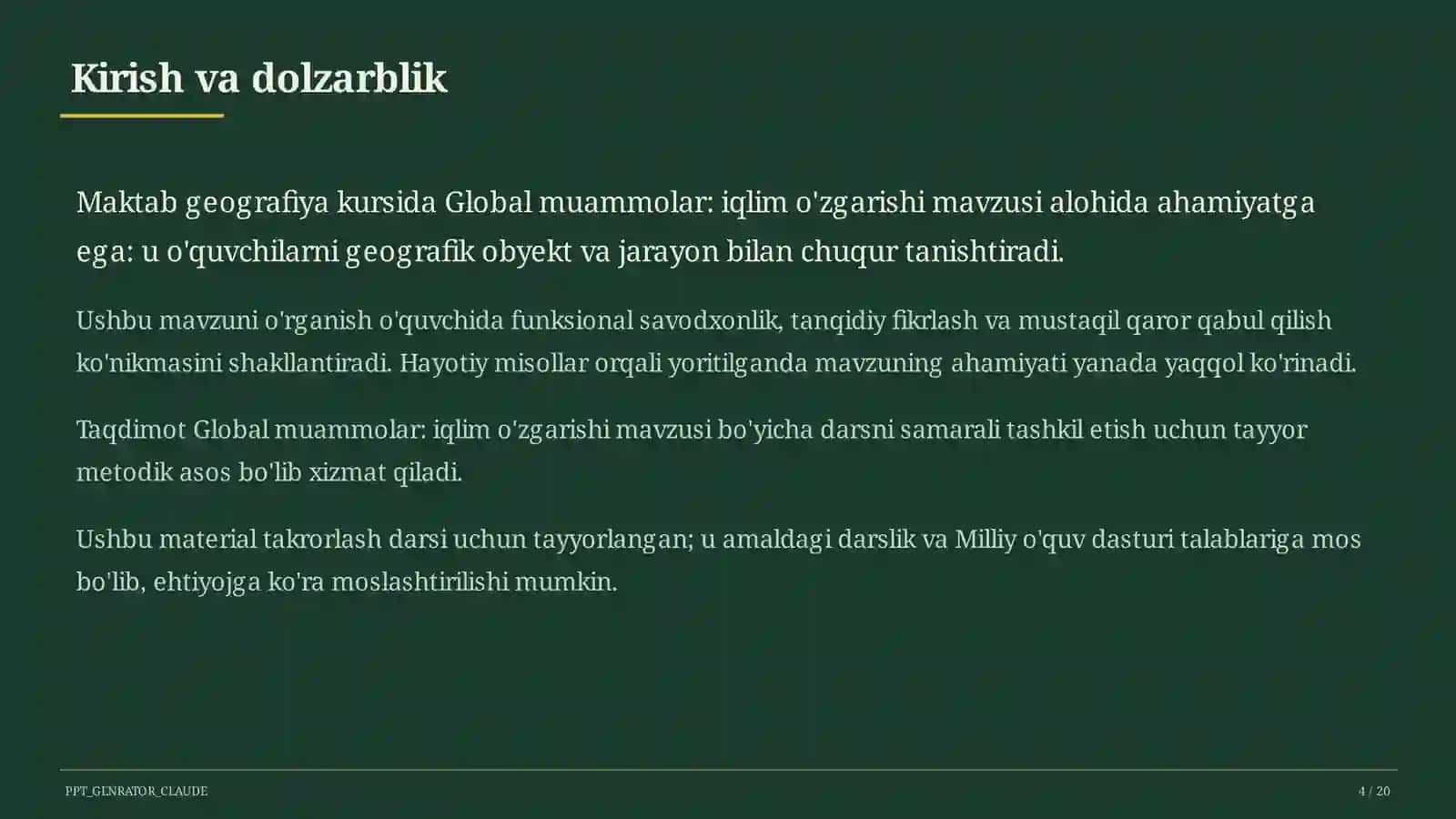 Global muammolar: iqlim o'zgarishi (11-sinf) 4