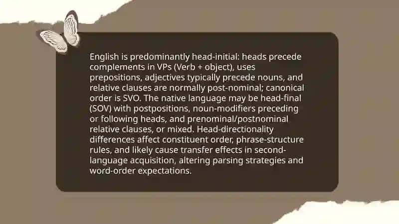 Typology of syntactic level of english and native language 4