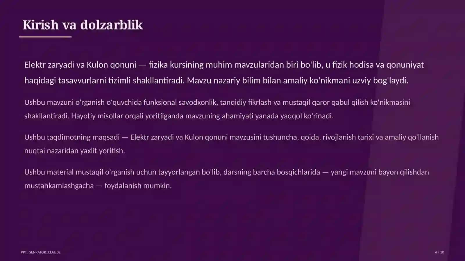 Elektr zaryadi va Kulon qonuni (8-sinf) 4