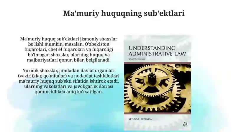 Ma'muriy huquq tushunchasi, predmeti va tizimi 4