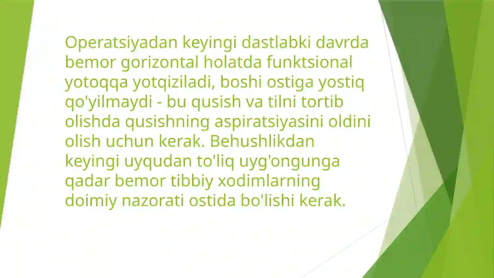 Operatsiyadan keyin bemorni palataga olish 4