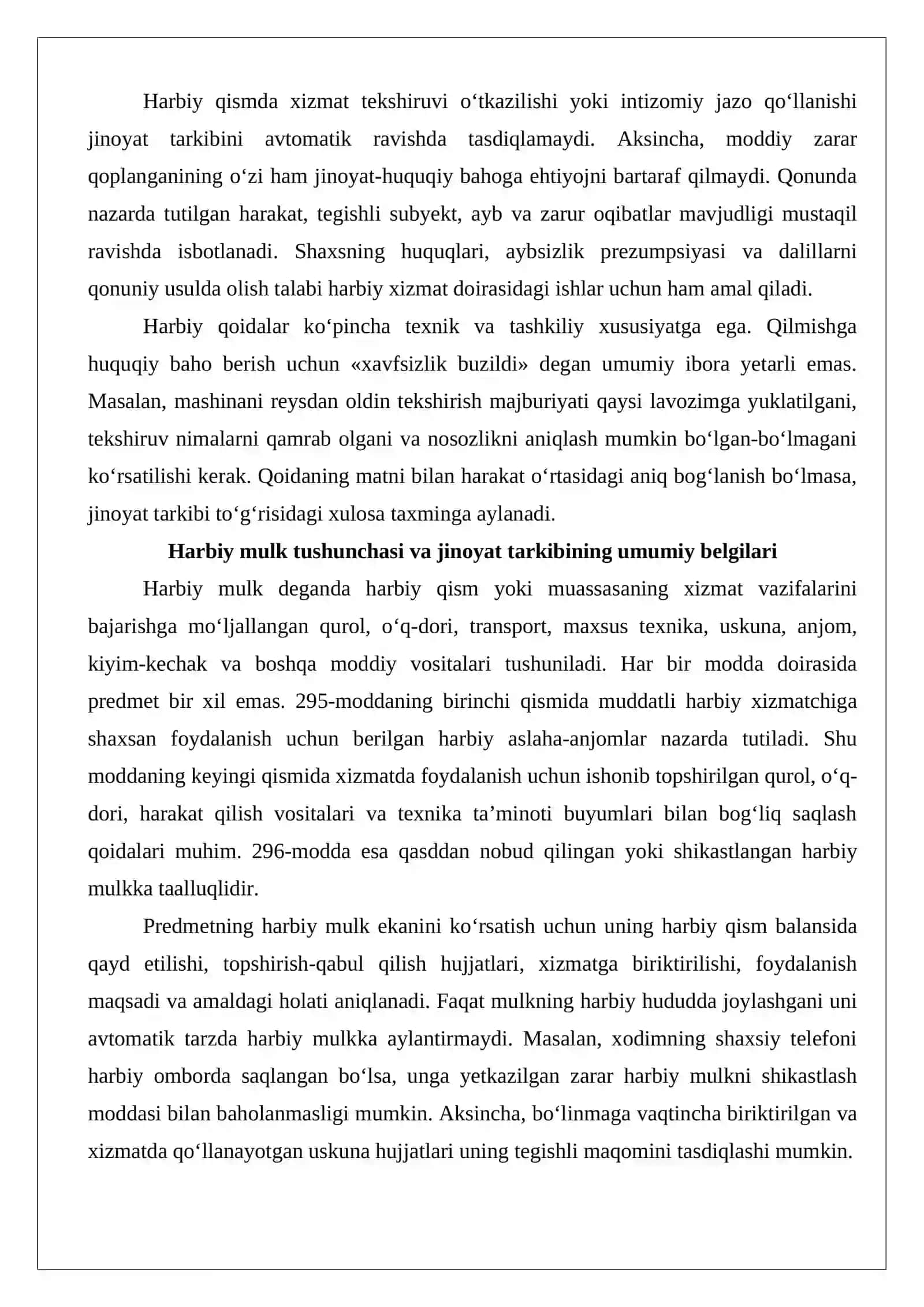 Harbiy mulkni saqlash yoki undan foydalanish tartibiga qarshi jinoyatlar va harbiy mansabdorlik jinoyatlari 4