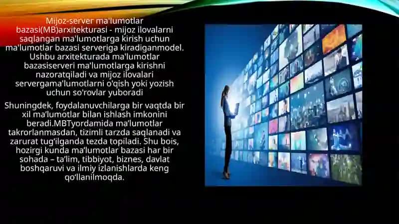 Ma’lumotlar bazasi tizimining  arxitekturasi 4