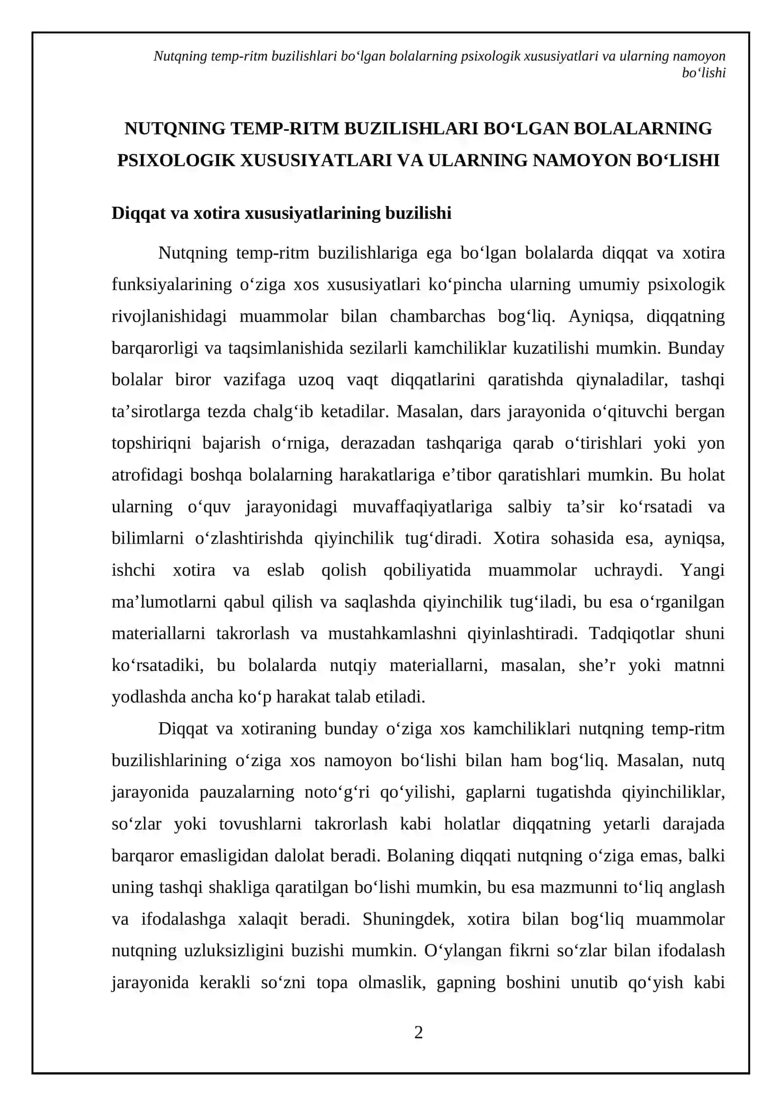 Nutqning temp-ritm buzilishlari boʻlgan bolalarning psixologik xususiyatlari va ularni tekshirish va korreksiyalash 4