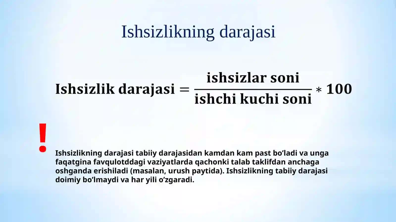 Ishsizlik. Inflyatsiyava aksilinflyatsiya siyosati. Yalpi talab va yalpi taklif modeli 4