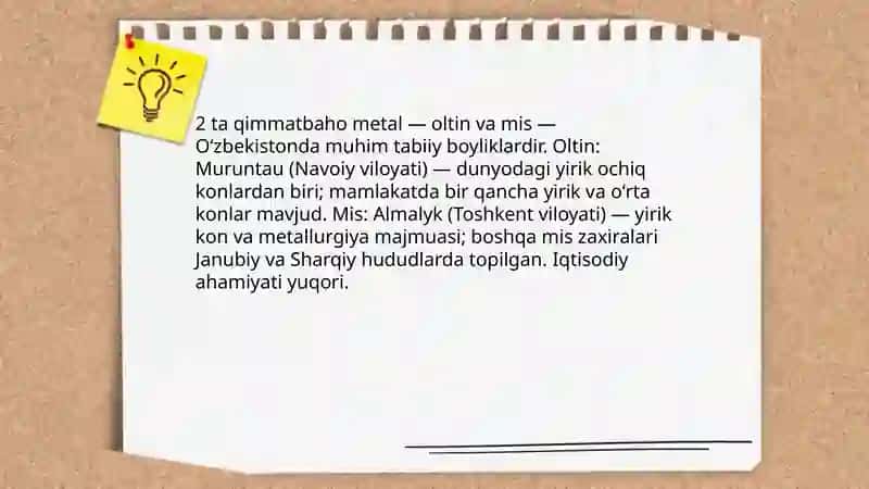 Oʻzbekistonning tabiiy boyliklari oʻzbek tilidan 4