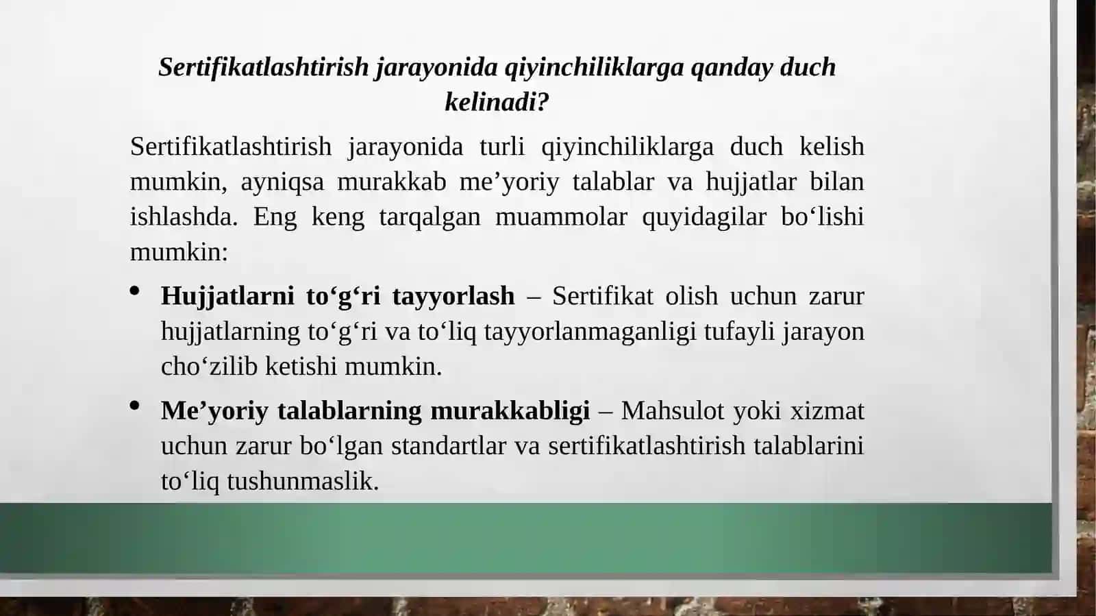 Sertifikatlashtirish bo‘limi: sertifikatlashtirishga oid hujjatlar ni tayyorlash 4