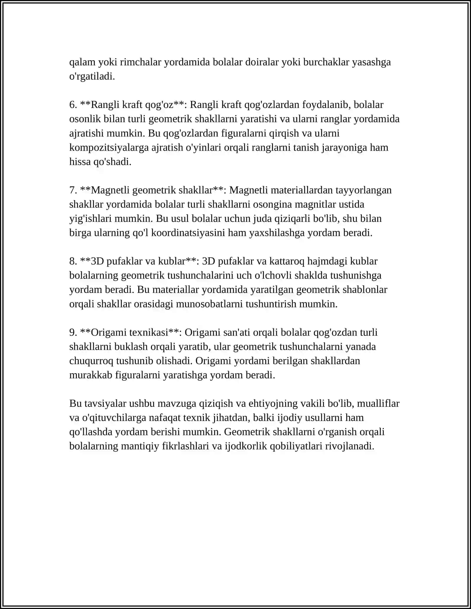 BOLALARNI PREDMENTLAR ÒLCHAMI BILAN TANISHTIRISH VAZIFALAR.KÒRGAZMALI QUROL YASASH 4