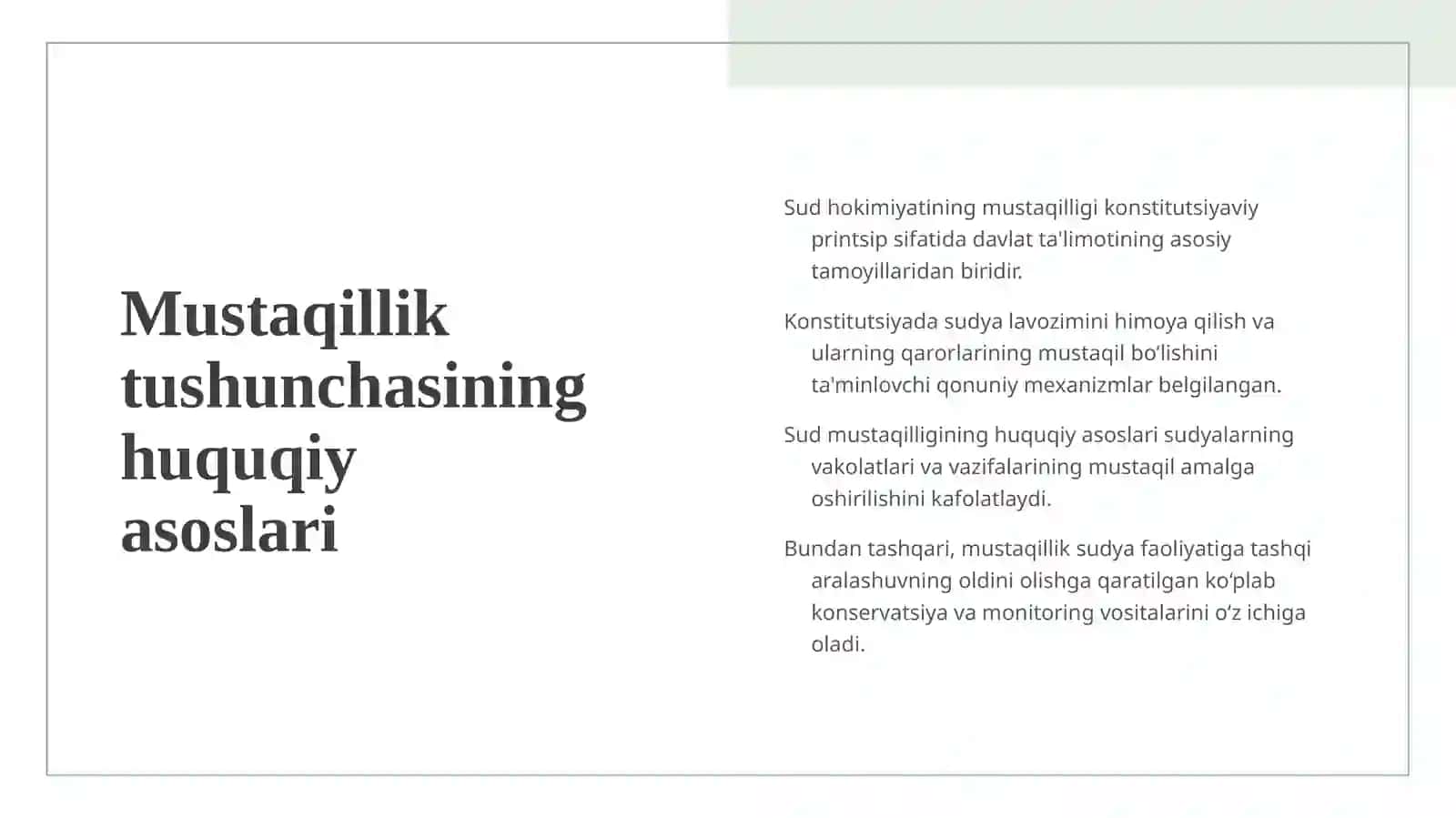 Konstitutsiyada sud hokimiyatining mustaqilligini ta'minlashga oid yangiliklar 4