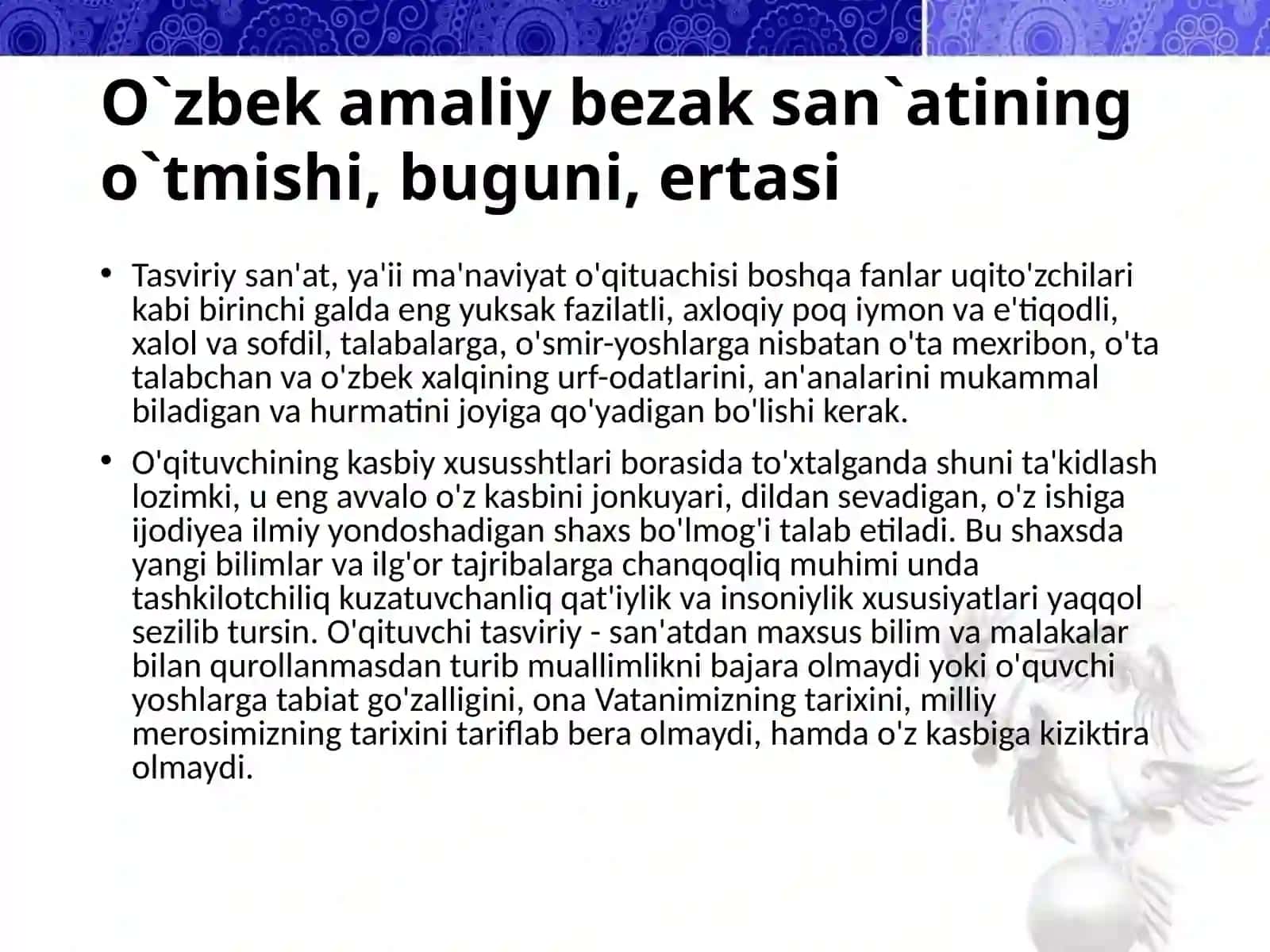 O`zbek amaliy bezak san'ati tarixi 4
