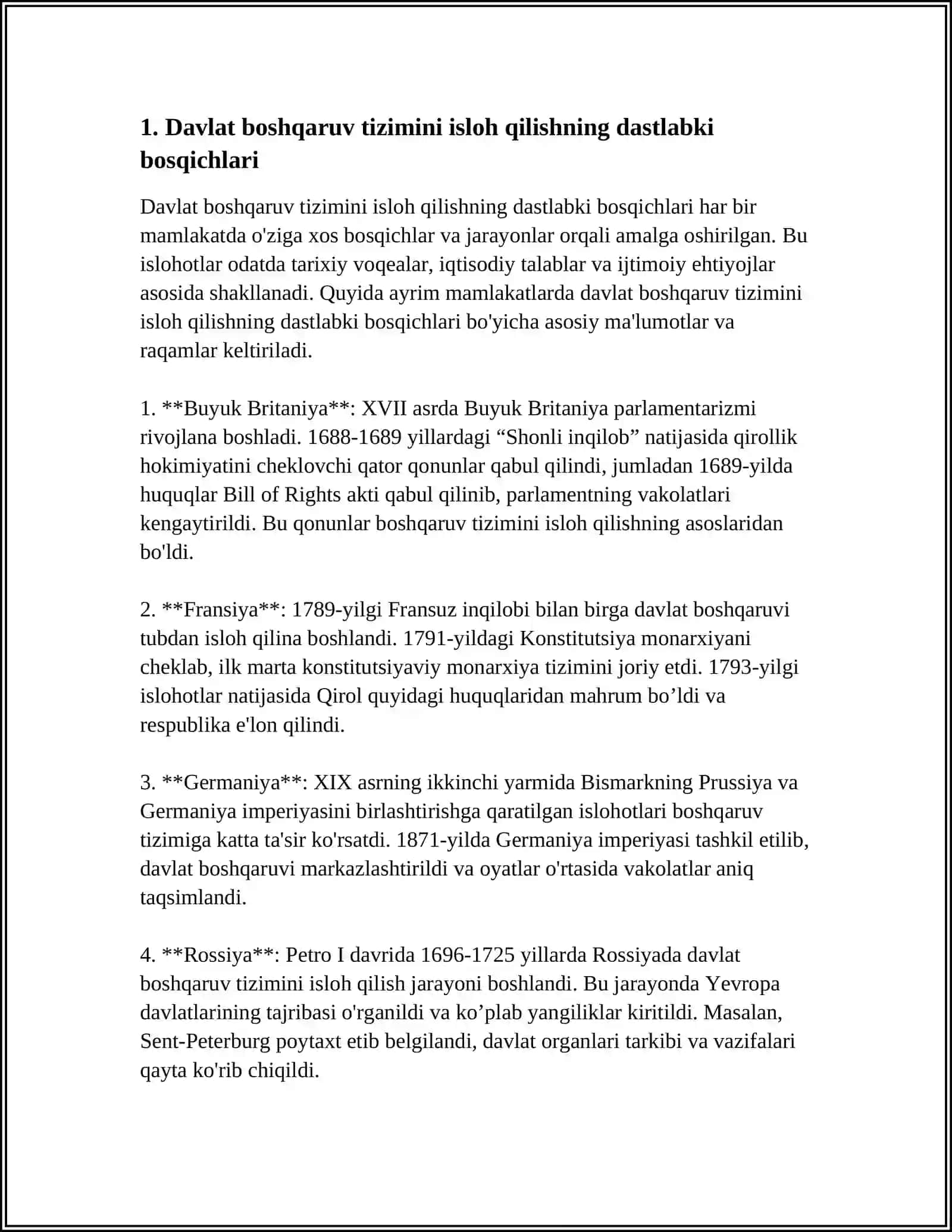 MUSTAQILLIK YILLARIDA DAVLAT BOSHQARUV TIZIMINIDA AMALGA OSHIRILGAN ISLOHOTLARNING XUSUSIYATLARI HAQIDA 4
