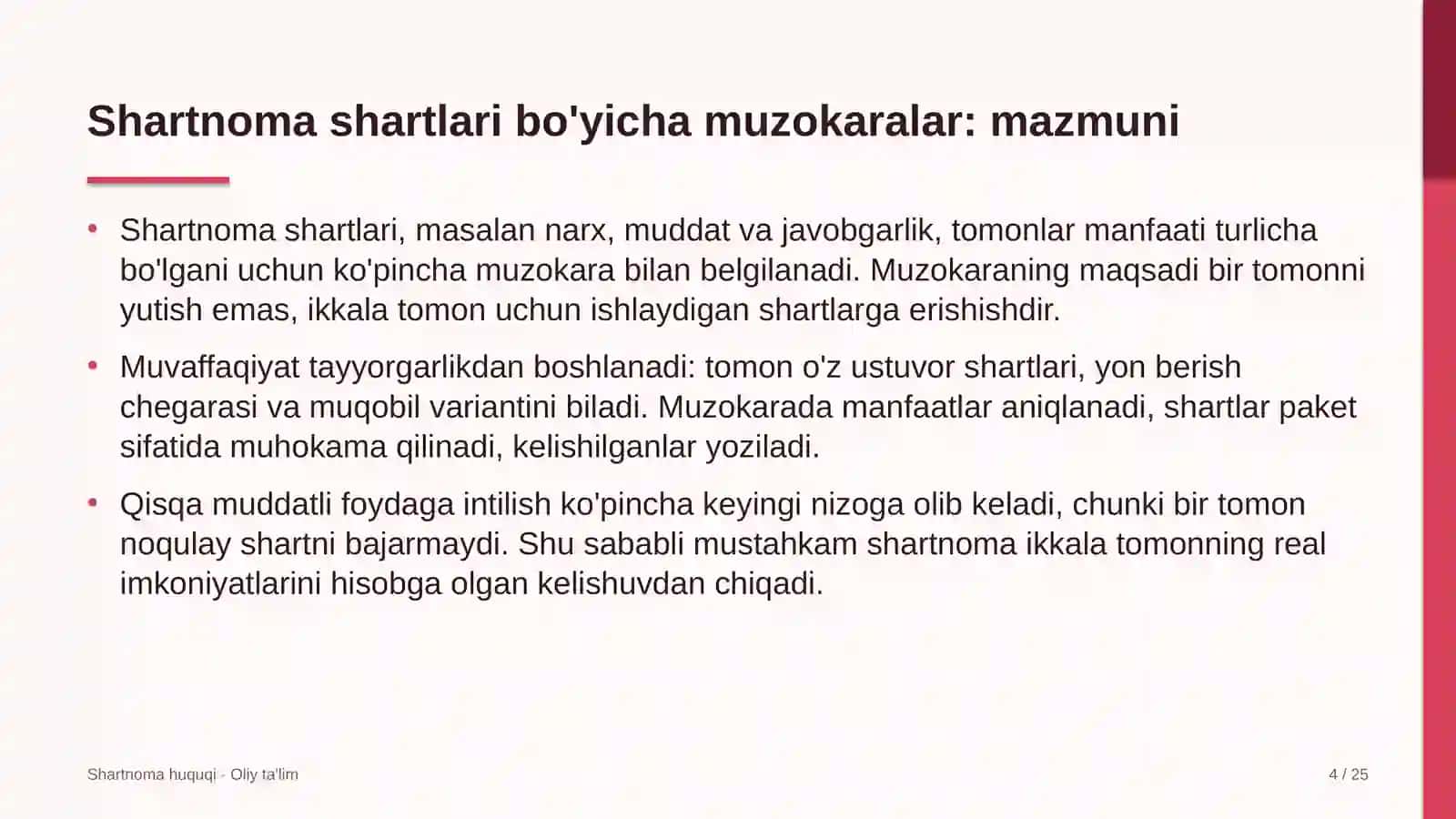 Logistika kompaniyalarida shartnoma shartlari bo'yicha muzokaralar olib borish 4