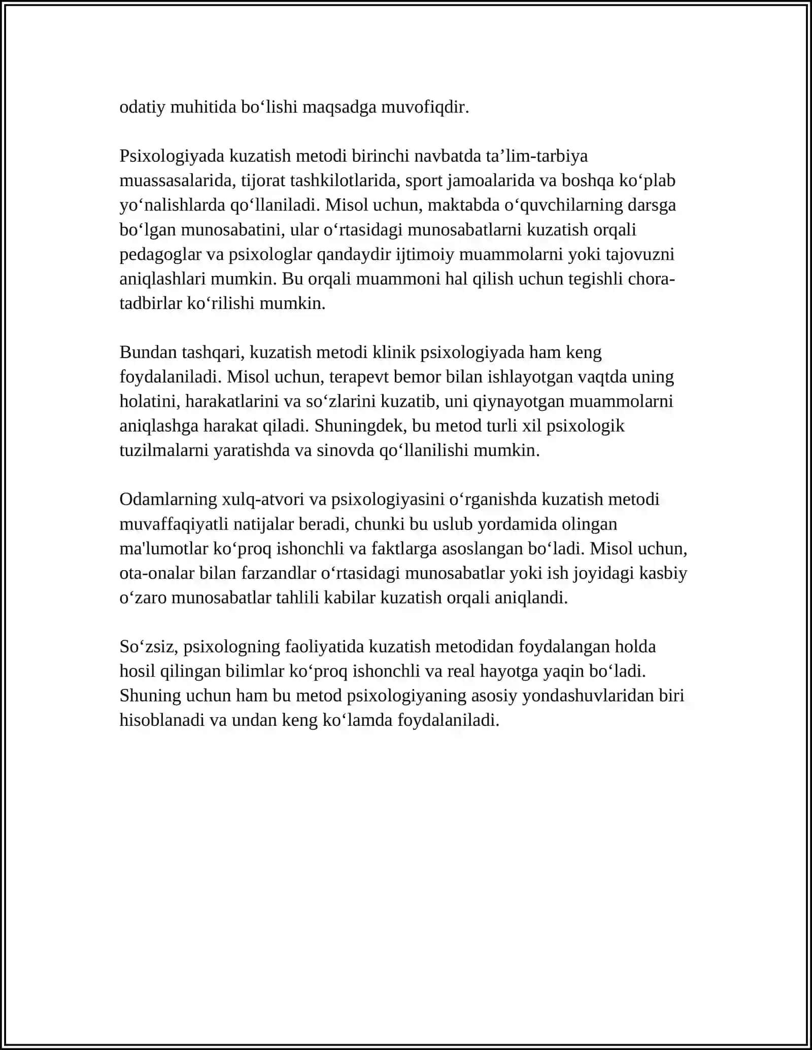 PSIXOLOG KASBIY FAOLIYATIDA PSIXOLOGIK METODLARNING TUTGAN OʻRNI 4