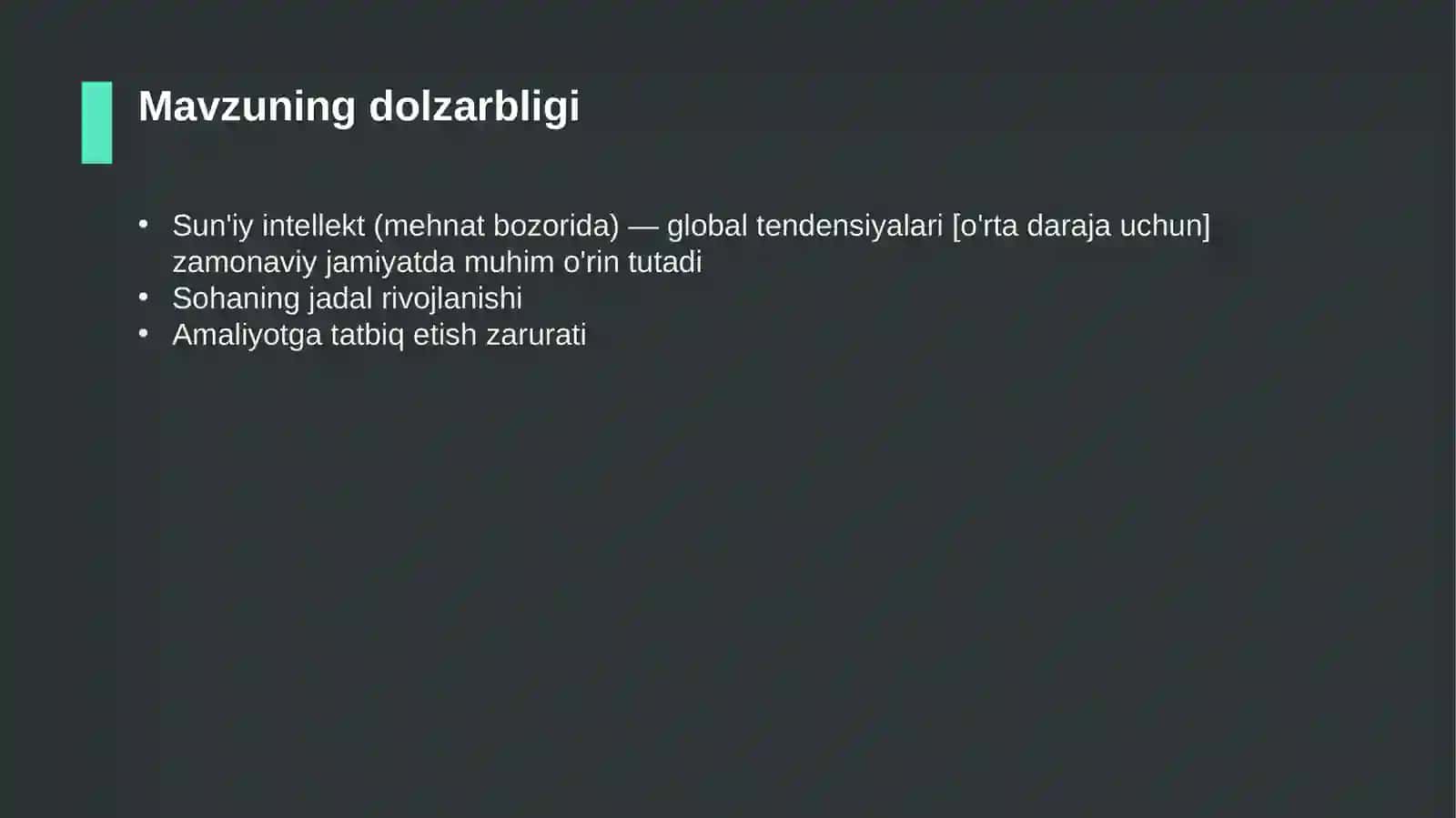Sun'iy intellekt (mehnat bozorida) — global tendensiyalari [o'rta daraja uchun] 4