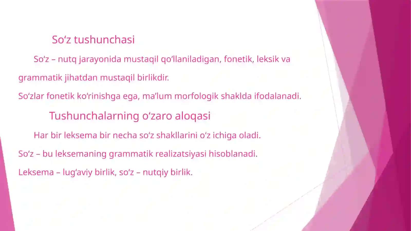 Leksema va so‘z munosabati 4