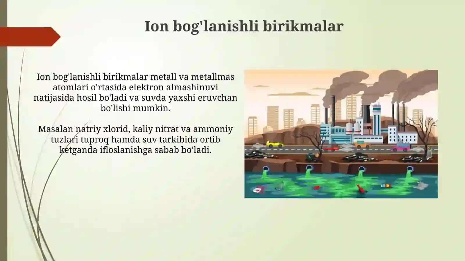 Ion bog'lanishli birikmalar va ulardan tozalash 4