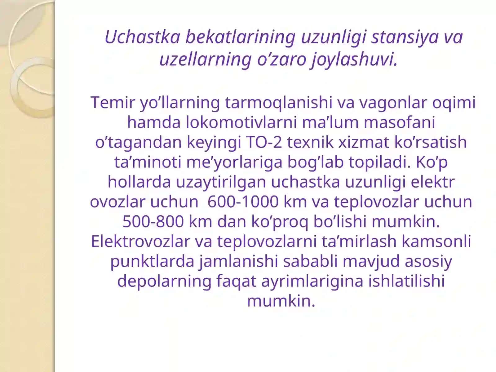 Uchastka bekatlarining joylashish tamoyillari va tasniflanishi 4