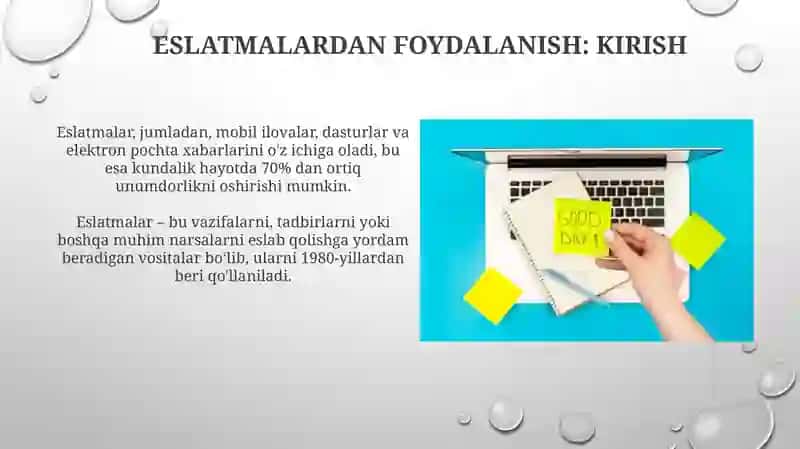 Eslatmalar bilan ishlash va foydali jihatlari 4