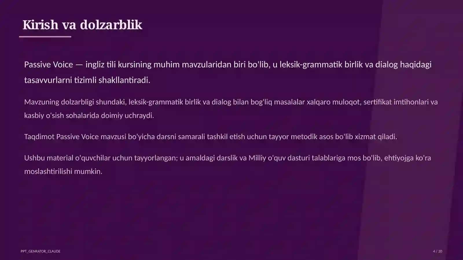 Passive Voice (9-sinf) 4