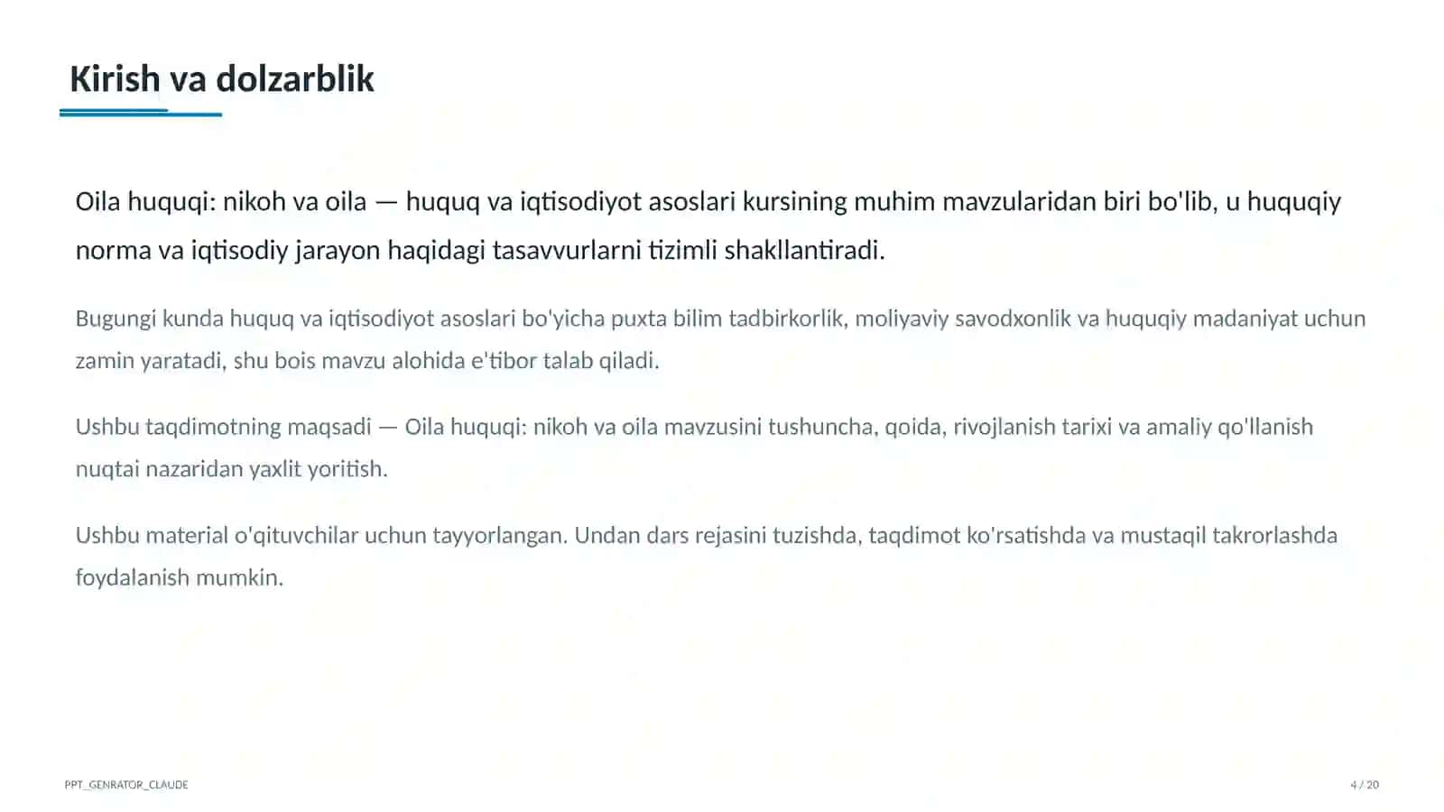 Oila huquqi: nikoh va oila (9-sinf) 4