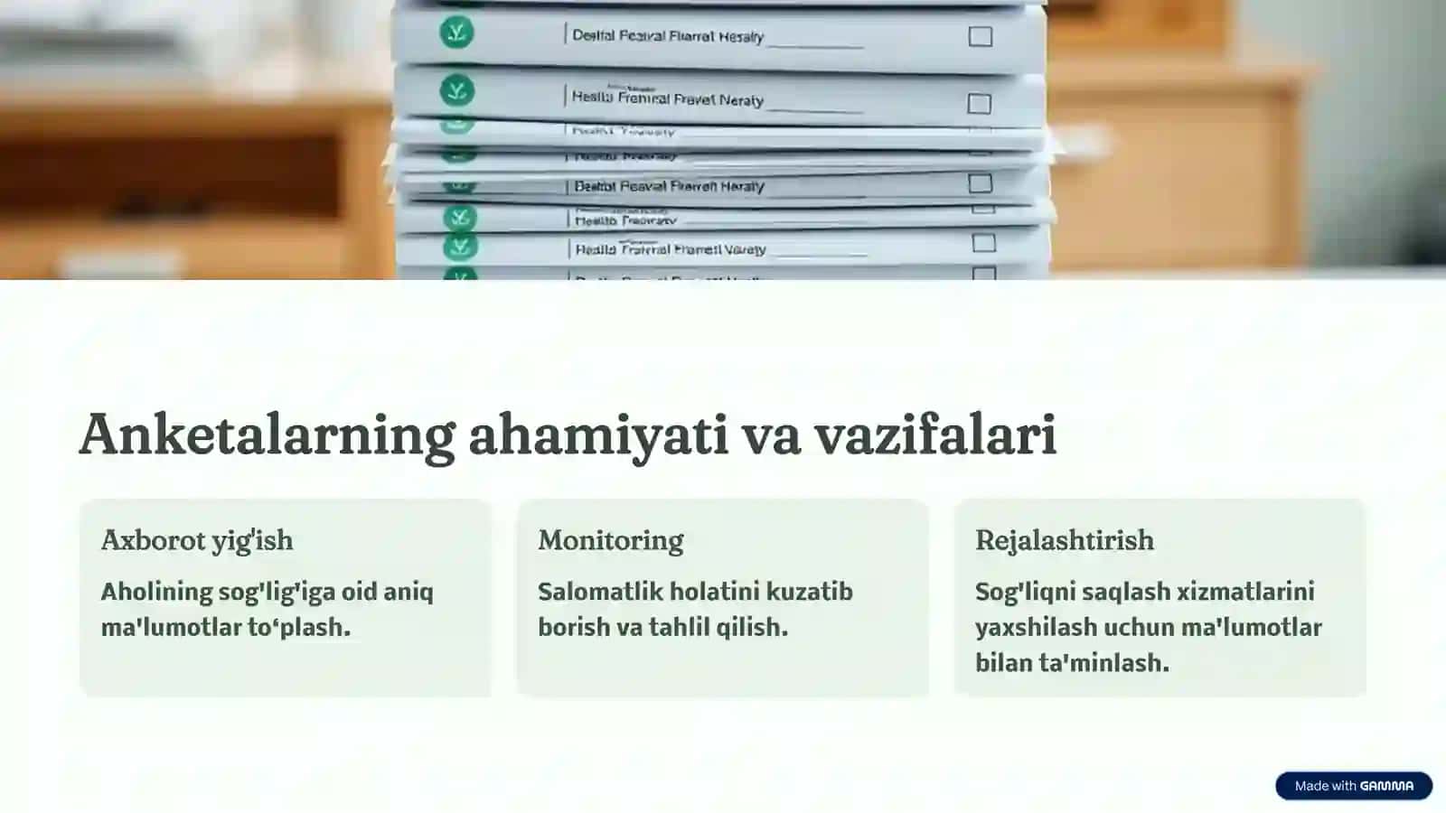 Aholi salomatligini aniqlashda anketalar tuzish 4